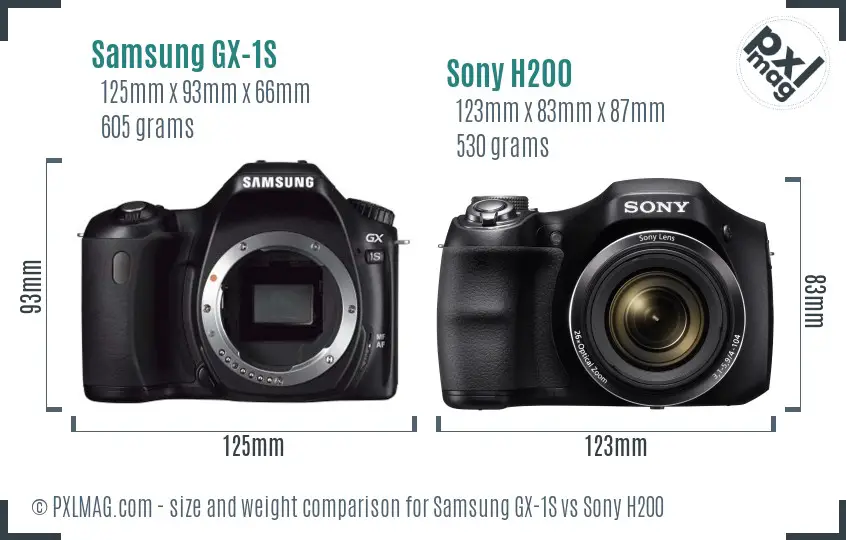 Samsung GX-1S vs Sony H200 size comparison