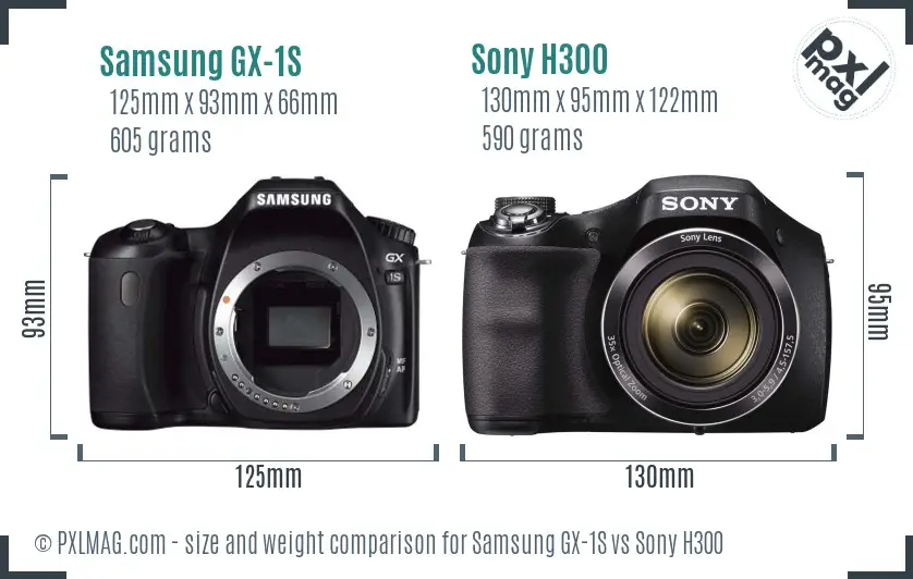 Samsung GX-1S vs Sony H300 size comparison