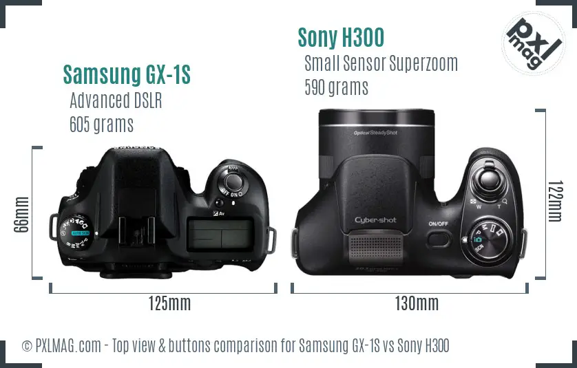 Samsung GX-1S vs Sony H300 top view buttons comparison