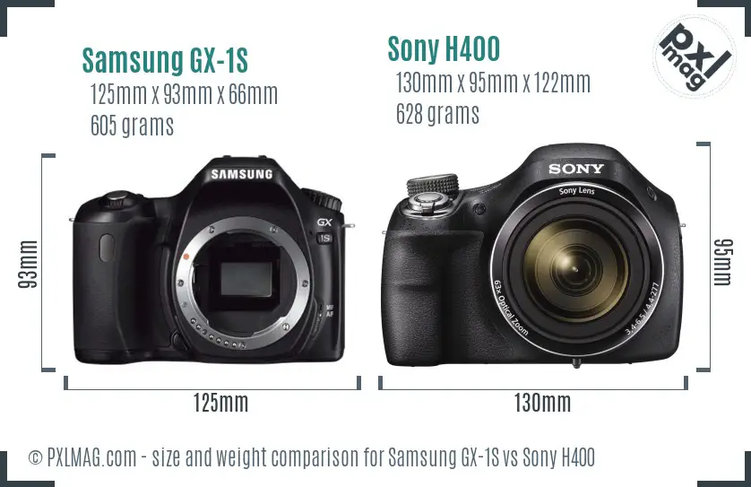 Samsung GX-1S vs Sony H400 size comparison