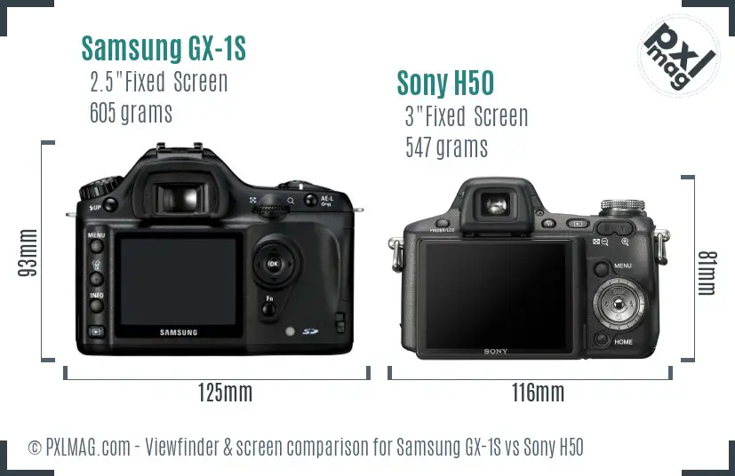 Samsung GX-1S vs Sony H50 Screen and Viewfinder comparison