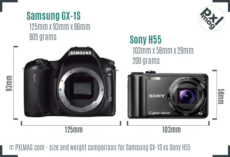 Samsung GX-1S vs Sony H55 size comparison