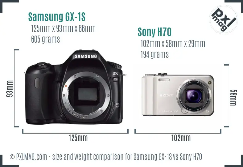 Samsung GX-1S vs Sony H70 size comparison