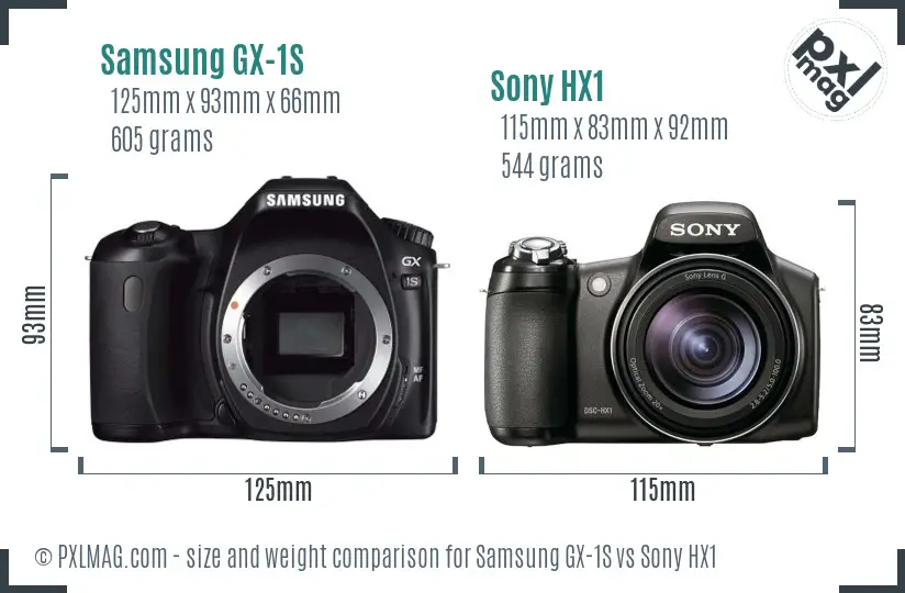 Samsung GX-1S vs Sony HX1 size comparison