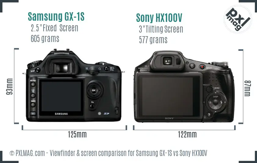 Samsung GX-1S vs Sony HX100V Screen and Viewfinder comparison