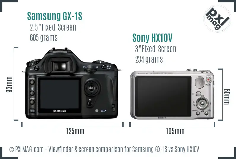 Samsung GX-1S vs Sony HX10V Screen and Viewfinder comparison