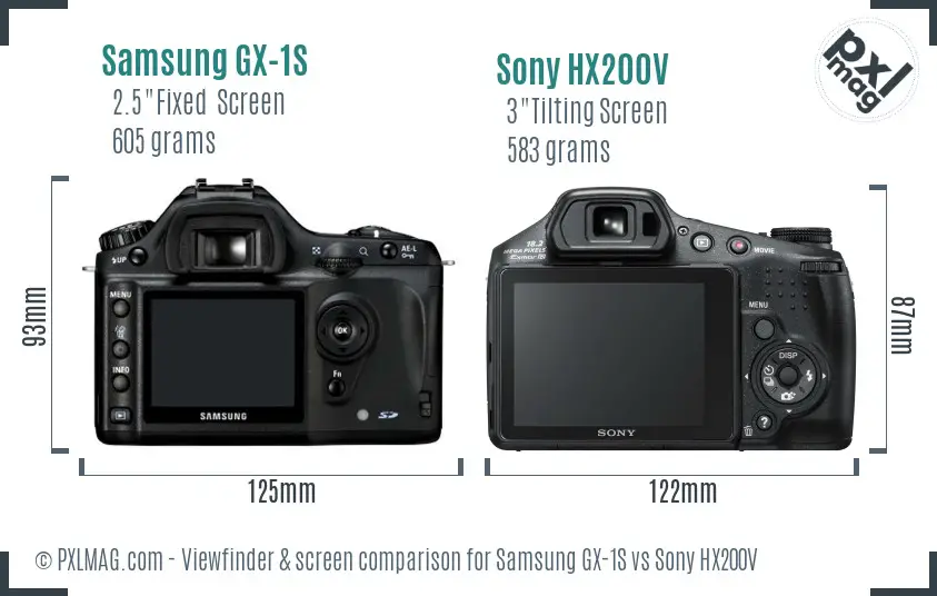 Samsung GX-1S vs Sony HX200V Screen and Viewfinder comparison