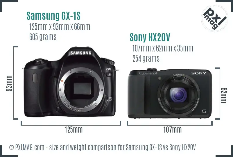 Samsung GX-1S vs Sony HX20V size comparison