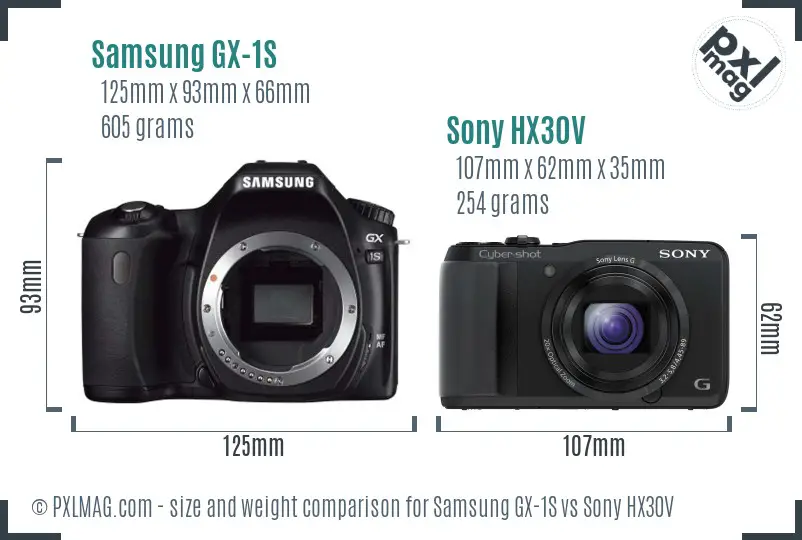 Samsung GX-1S vs Sony HX30V size comparison