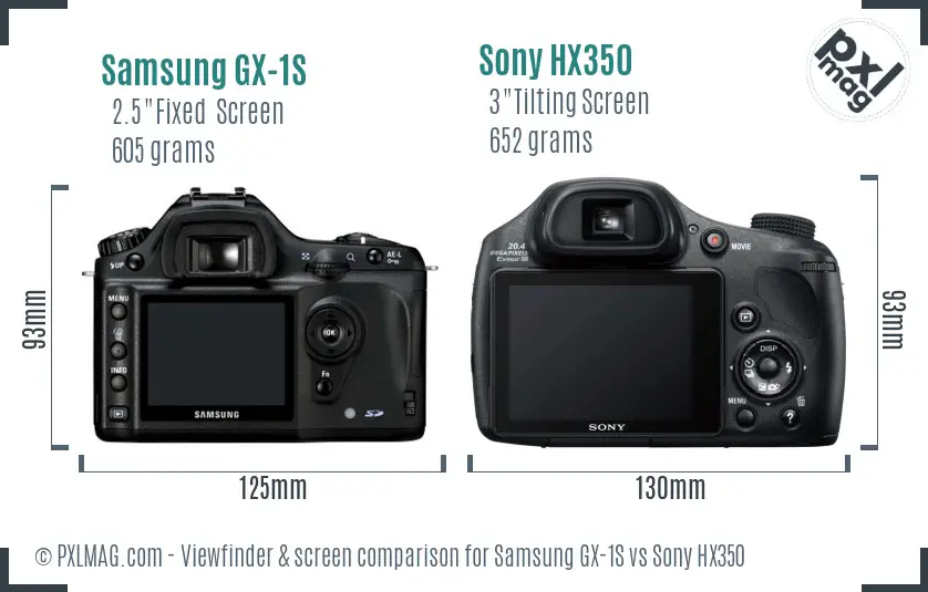 Samsung GX-1S vs Sony HX350 Screen and Viewfinder comparison