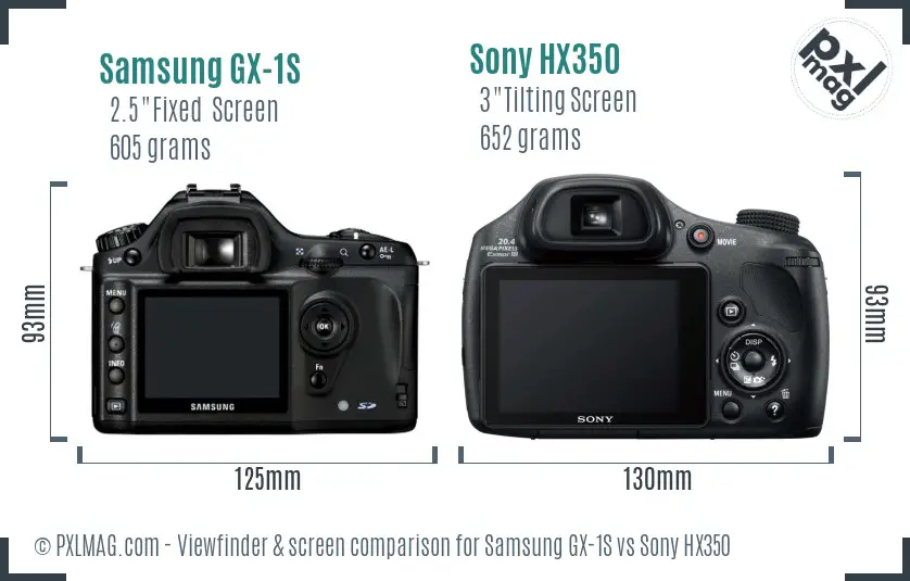 Samsung GX-1S vs Sony HX350 Screen and Viewfinder comparison Samsung GX-1S vs Sony HX350 Screen and Viewfinder comparison