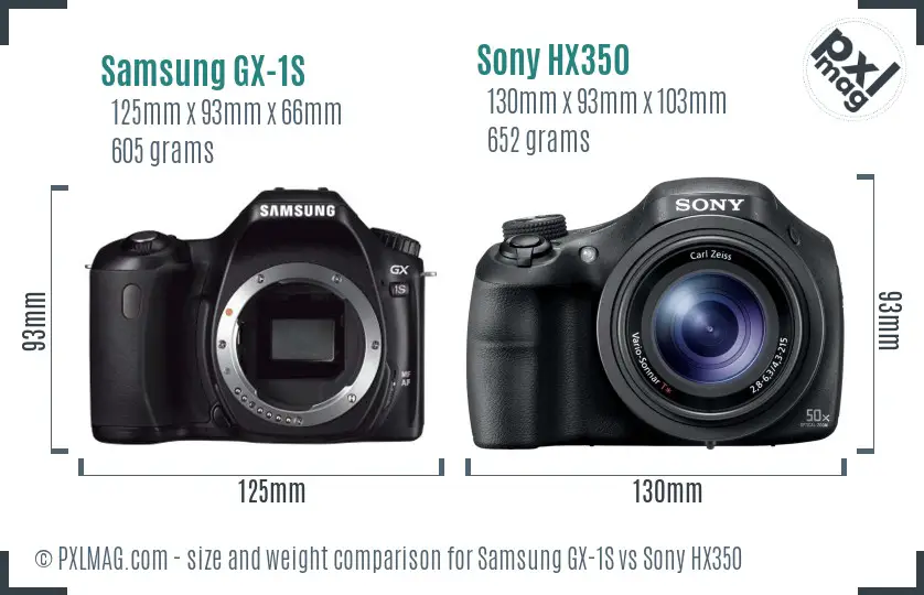 Samsung GX-1S vs Sony HX350 size comparison
