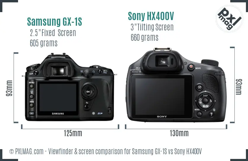Samsung GX-1S vs Sony HX400V Screen and Viewfinder comparison