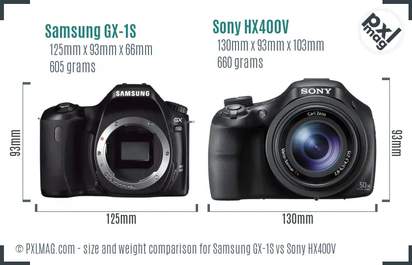 Samsung GX-1S vs Sony HX400V size comparison