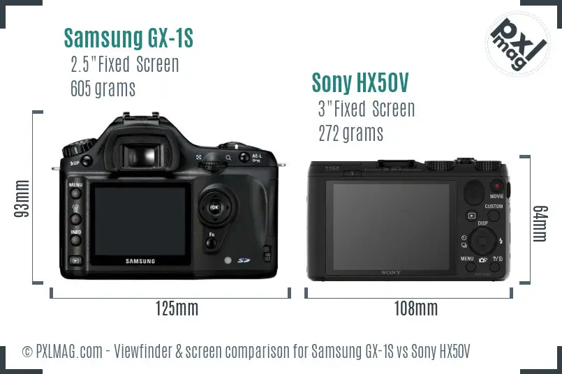 Samsung GX-1S vs Sony HX50V Screen and Viewfinder comparison