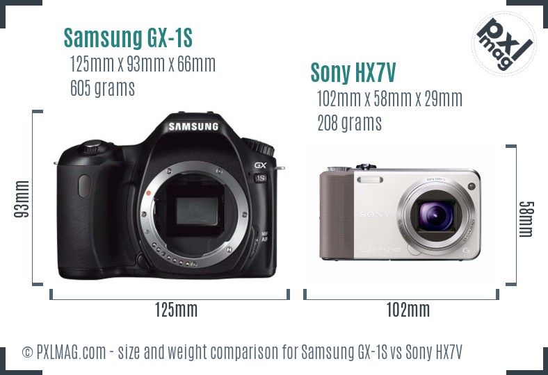 Samsung GX-1S vs Sony HX7V size comparison