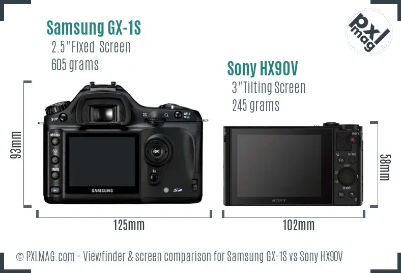 Samsung GX-1S vs Sony HX90V Screen and Viewfinder comparison