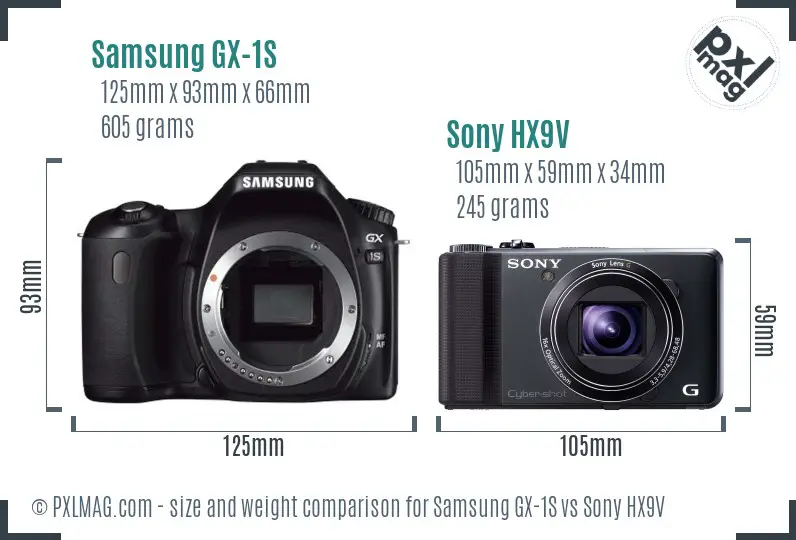 Samsung GX-1S vs Sony HX9V size comparison