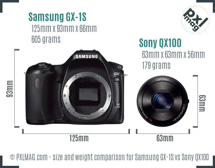 Samsung GX-1S vs Sony QX100 size comparison