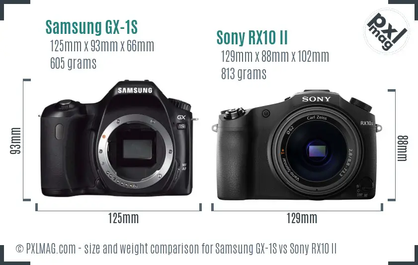Samsung GX-1S vs Sony RX10 II size comparison
