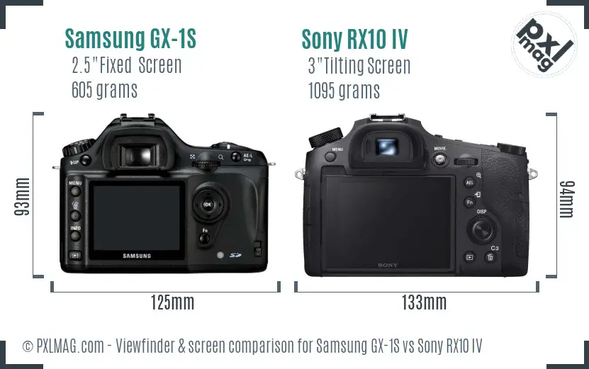 Samsung GX-1S vs Sony RX10 IV Screen and Viewfinder comparison
