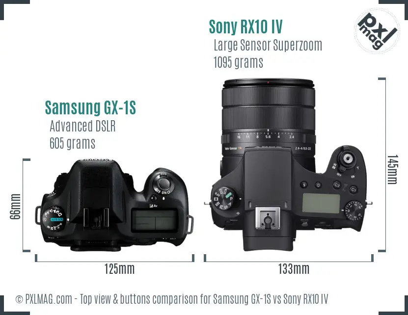Samsung GX-1S vs Sony RX10 IV top view buttons comparison