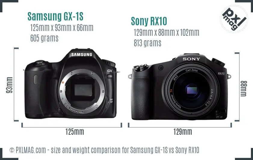 Samsung GX-1S vs Sony RX10 size comparison