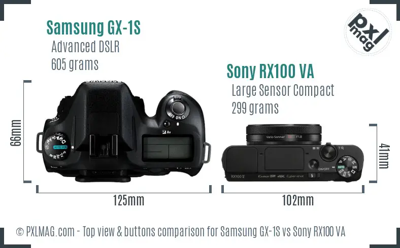 Samsung GX-1S vs Sony RX100 VA top view buttons comparison