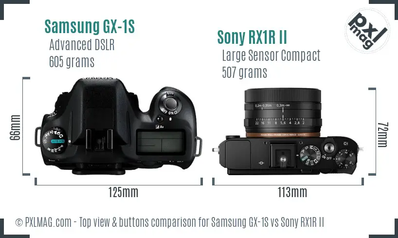 Samsung GX-1S vs Sony RX1R II top view buttons comparison