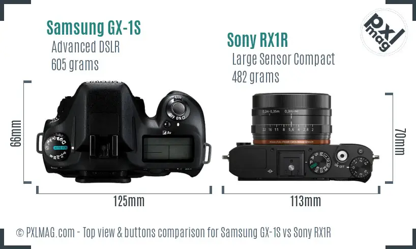 Samsung GX-1S vs Sony RX1R top view buttons comparison
