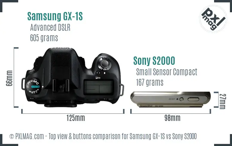 Samsung GX-1S vs Sony S2000 top view buttons comparison
