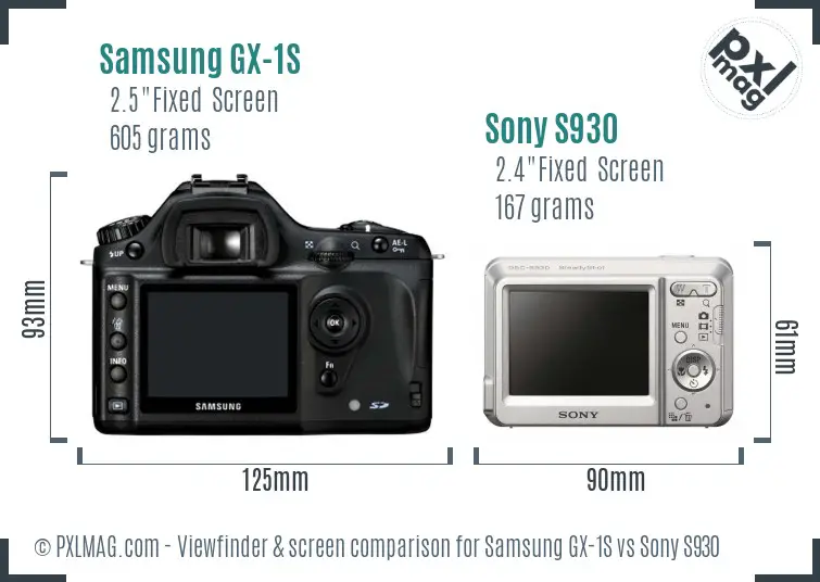 Samsung GX-1S vs Sony S930 Screen and Viewfinder comparison
