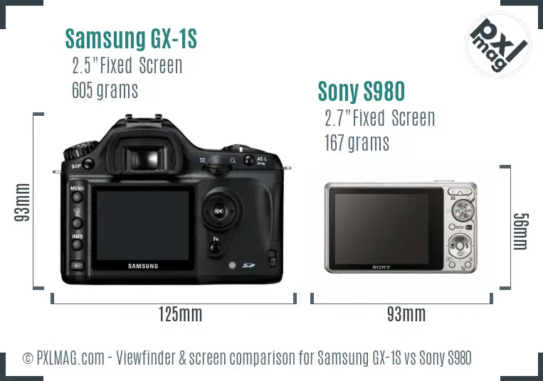 Samsung GX-1S vs Sony S980 Screen and Viewfinder comparison