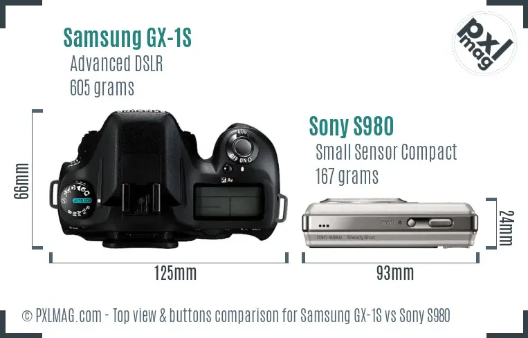 Samsung GX-1S vs Sony S980 top view buttons comparison