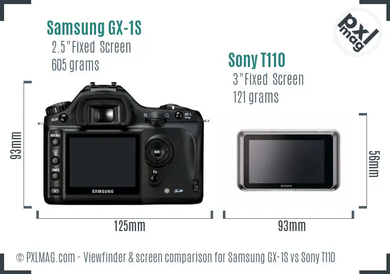 Samsung GX-1S vs Sony T110 Screen and Viewfinder comparison