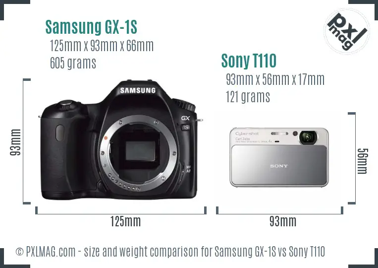 Samsung GX-1S vs Sony T110 size comparison
