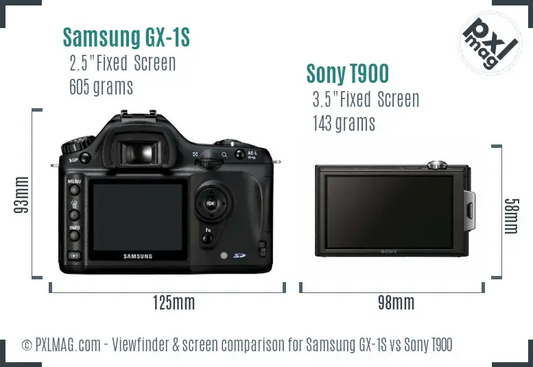 Samsung GX-1S vs Sony T900 Screen and Viewfinder comparison