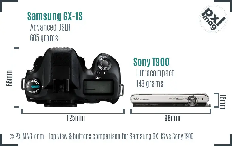 Samsung GX-1S vs Sony T900 top view buttons comparison