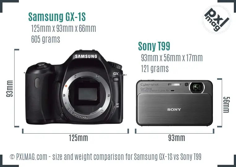 Samsung GX-1S vs Sony T99 size comparison