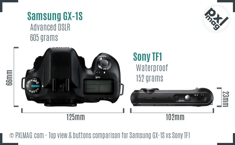Samsung GX-1S vs Sony TF1 top view buttons comparison