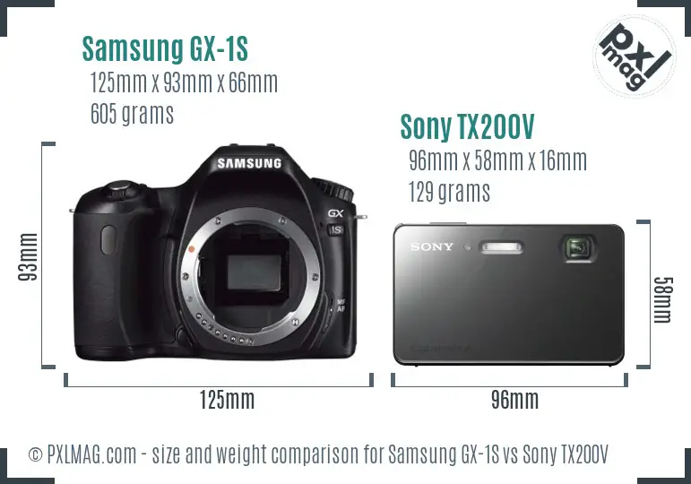 Samsung GX-1S vs Sony TX200V size comparison