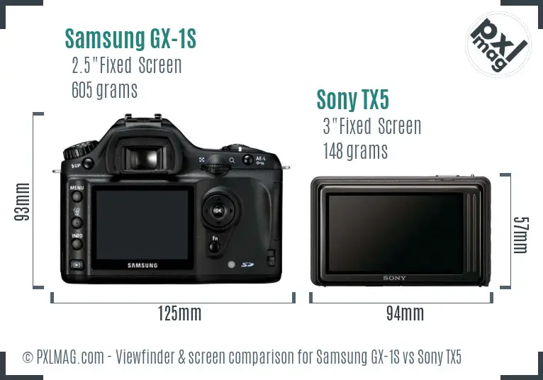 Samsung GX-1S vs Sony TX5 Screen and Viewfinder comparison