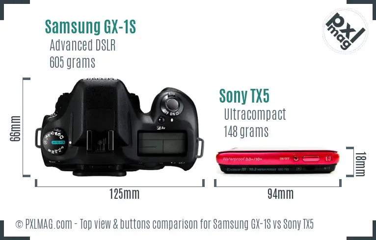Samsung GX-1S vs Sony TX5 top view buttons comparison