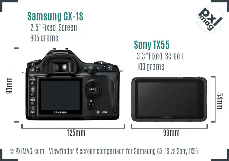 Samsung GX-1S vs Sony TX55 Screen and Viewfinder comparison