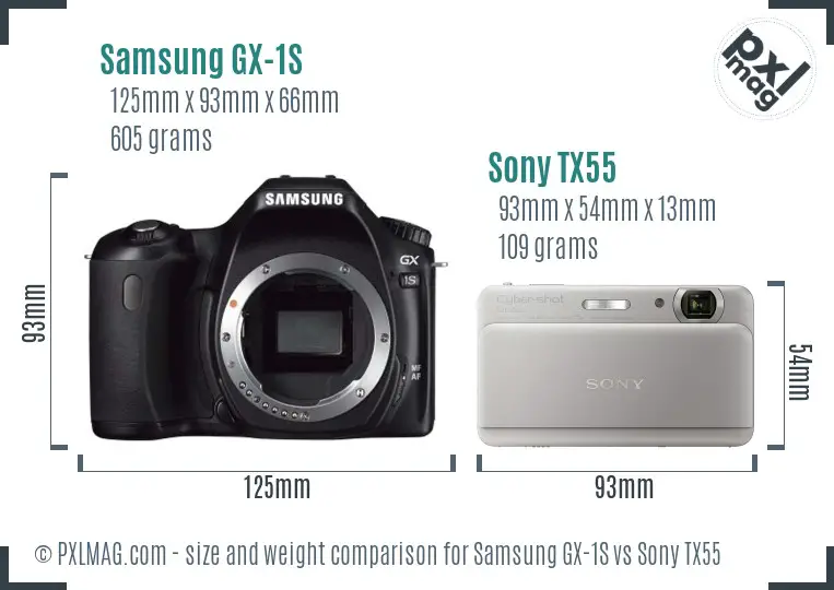 Samsung GX-1S vs Sony TX55 size comparison