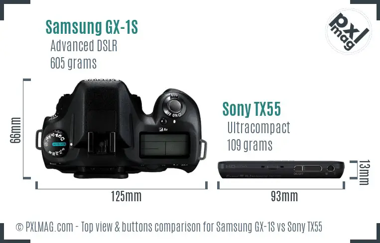 Samsung GX-1S vs Sony TX55 top view buttons comparison