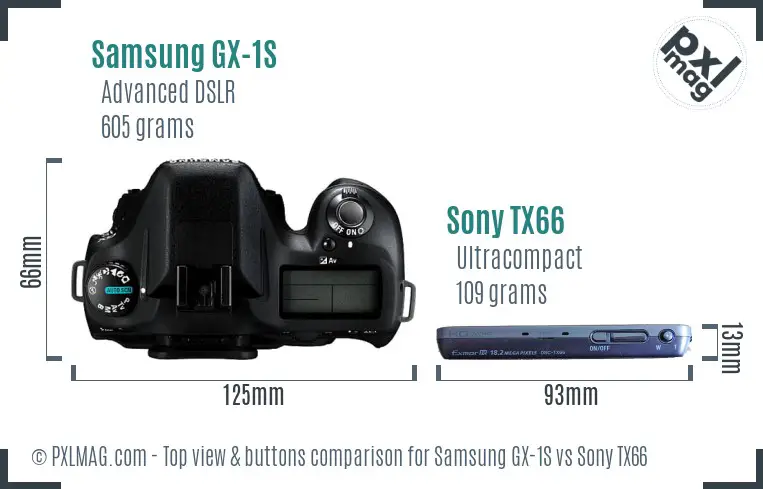 Samsung GX-1S vs Sony TX66 top view buttons comparison