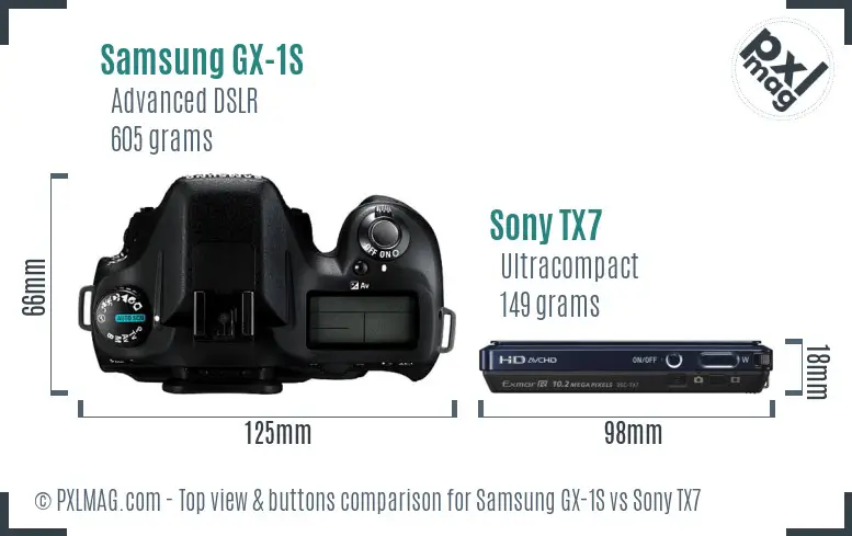 Samsung GX-1S vs Sony TX7 top view buttons comparison