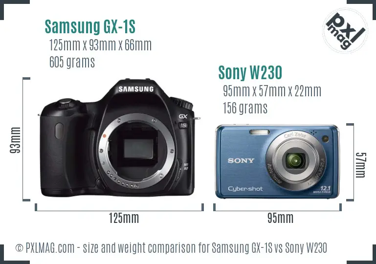 Samsung GX-1S vs Sony W230 size comparison