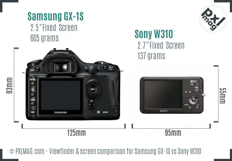 Samsung GX-1S vs Sony W310 Screen and Viewfinder comparison